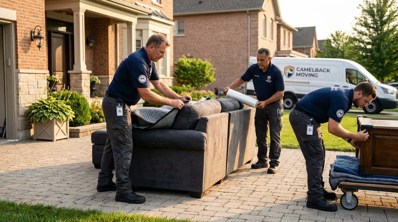 Large estate moving crew wrapping furniture in Los Banos, CA