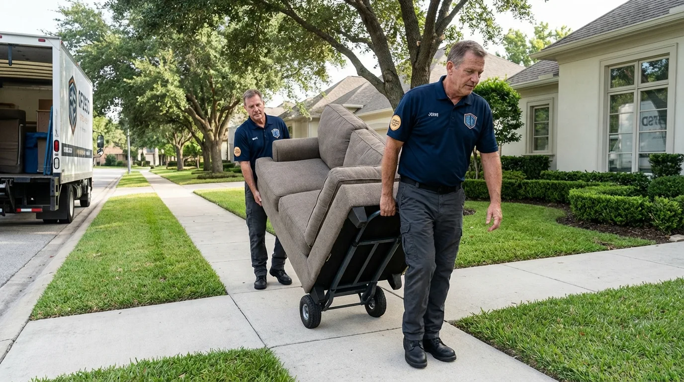 Local residential moving crew loading furniture in Los Banos, CA